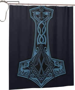 Thor's Hammer Mythology Shower Curtain for a Scandinavia-Inspired Bathroom