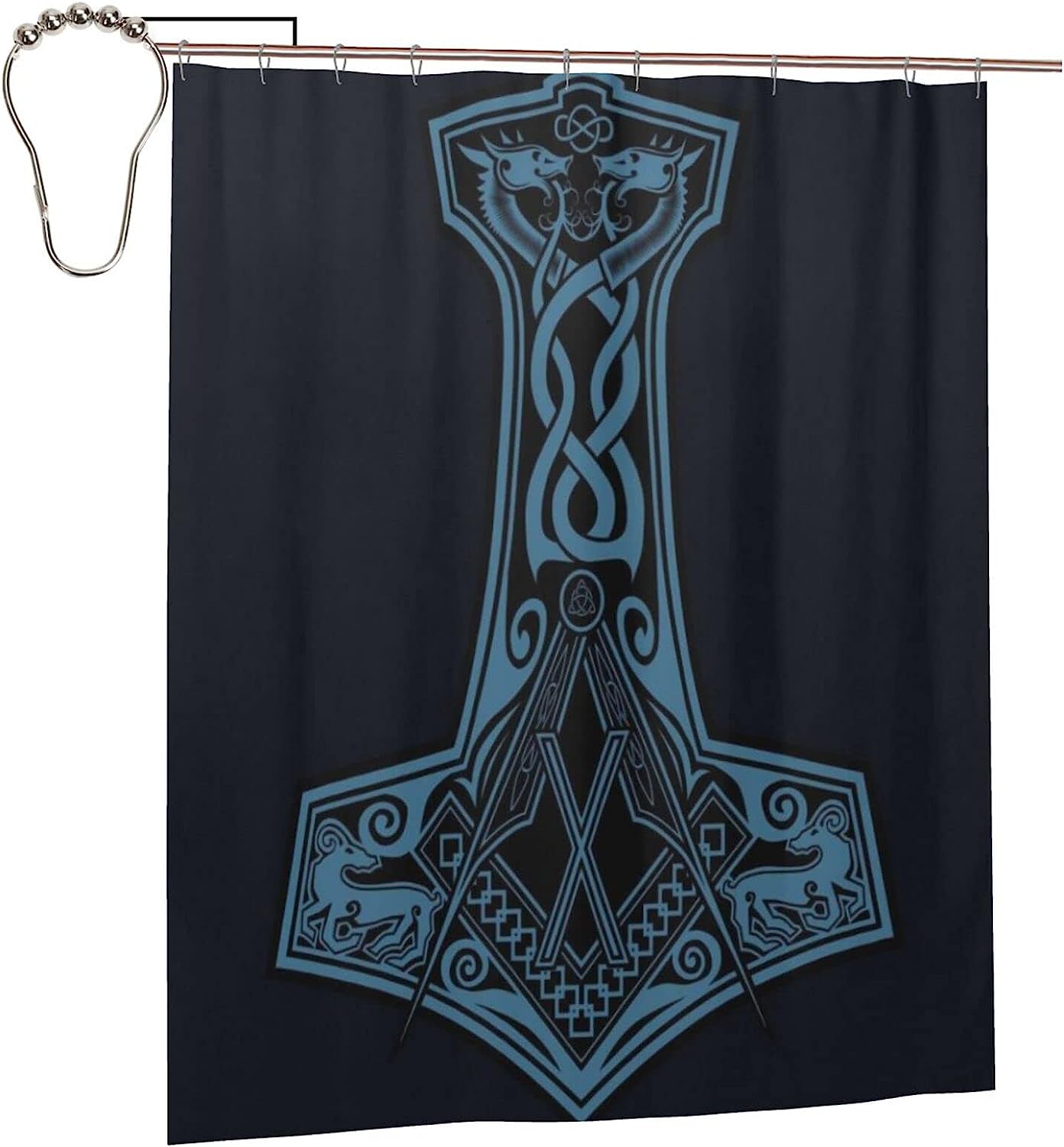 Thor's Hammer Mythology Shower Curtain for a Scandinavia-Inspired Bathroom