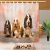 Three Basset Hound Dog Fabric Shower Curtain for Bathroom