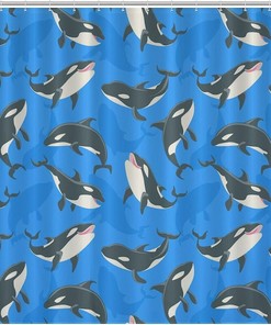 Three Killer Whales Orca Whale Shower Curtain for Your Bathroom Decoration