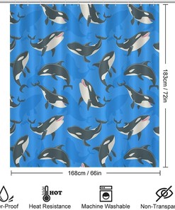Three Killer Whales Orca Whale Shower Curtain for Your Bathroom Decoration