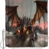 Three-Headed Fire Dragon Shower Curtain - Monsters Theme Waterproof Fabric Curtain Design for Bathroom Showers