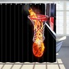 Three-Point Basketball Print Shower Curtain For Sports Lovers Bathroom Decor