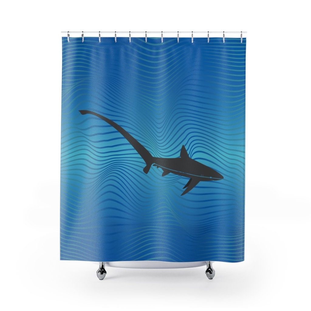 Thresher Shark Waterproof Fabric Shower Curtain