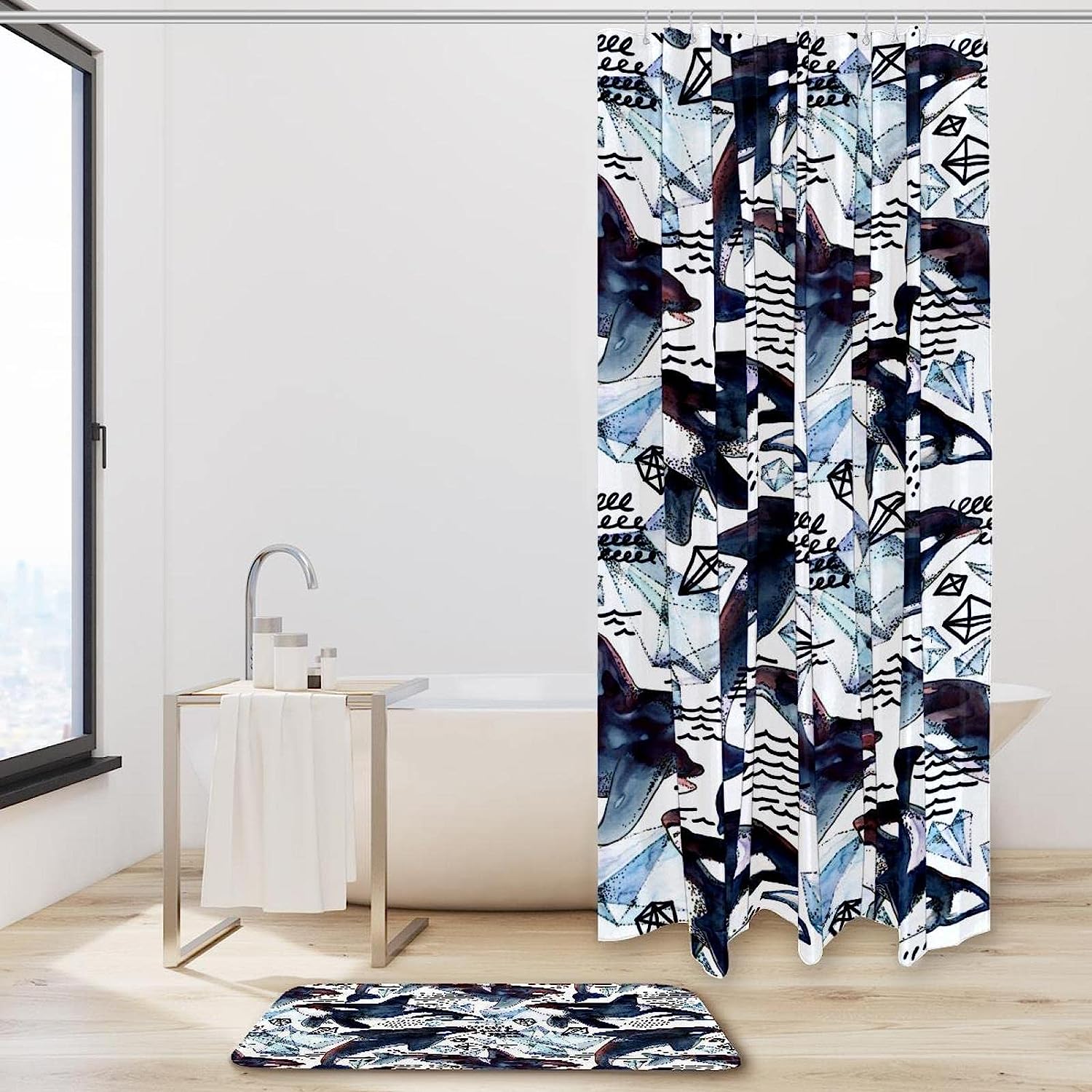 Thrilling Arctic Killer Shark Shower Curtain for Your Bold and Adventurous Bathroom
