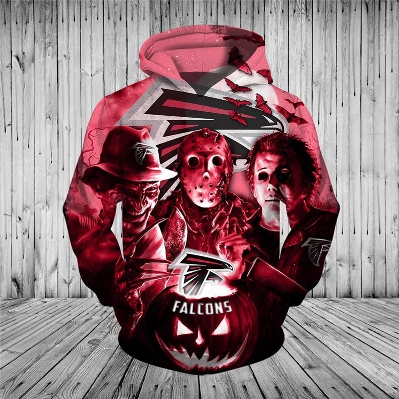 Thrilling Atlanta Falcons Hoodie With Horror Night Halloween Graphic Design
