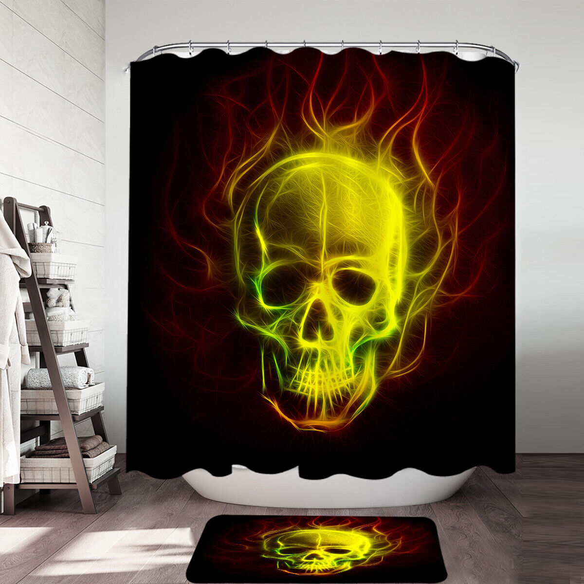 Thrilling Electric Skull Shower Curtain for Gothic Decor