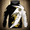 Thunder Design All Over Print Boston Bruins Hoodie 3D Pullover Nhl