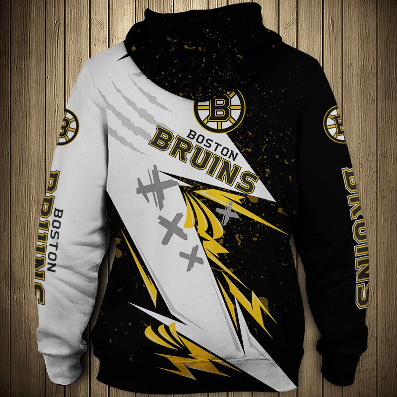 Thunder Design All Over Print Boston Bruins Hoodie 3D Pullover Nhl