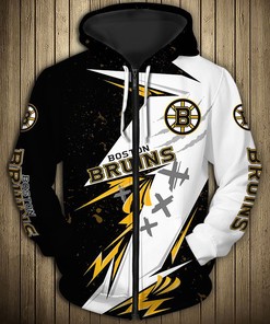 Thunder Design All Over Print Boston Bruins Hoodie 3D Pullover Nhl