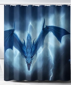 Thunder Dragon Flying Above Sky Shower Curtain for Bathroom Decor