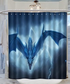 Thunder Dragon Flying Above Sky Shower Curtain for Bathroom Decor