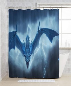 Thunder Dragon Flying Above Sky Shower Curtain for Bathroom Decor