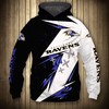 Thunder Graphic All Over Print Baltimore Ravens Hoodie 3D Zip Hoodie Gifts For Fans