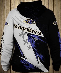 Thunder Graphic All Over Print Baltimore Ravens Hoodie 3D Zip Hoodie Gifts For Fans