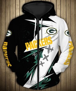 Thunderous Green Bay Packers 3D Zip Hoodie With Graphic Prints For Fans