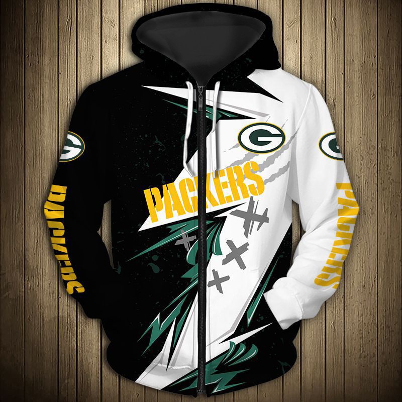 Thunderous Green Bay Packers 3D Zip Hoodie With Graphic Prints For Fans