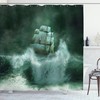 Thunderstorm Art Print Pirate Ship Shower Curtain for Bathroom