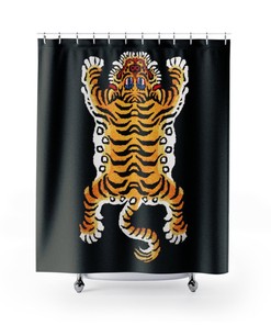 Tibetan Ethnic Print Tiger Bath Curtain for Bathroom