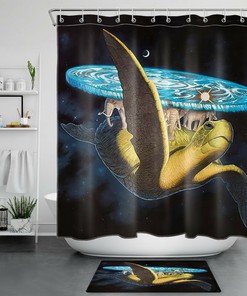 Tie Dye Print Shower Curtain with Stars Design 