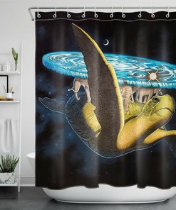Tie Dye Print Shower Curtain with Stars Design