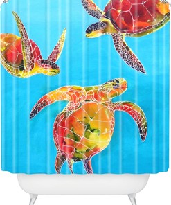 Tie Dye Sea Turtles Shower Curtain By Clara Nilles - A Unique And Artistic Addition To Your Bathroom