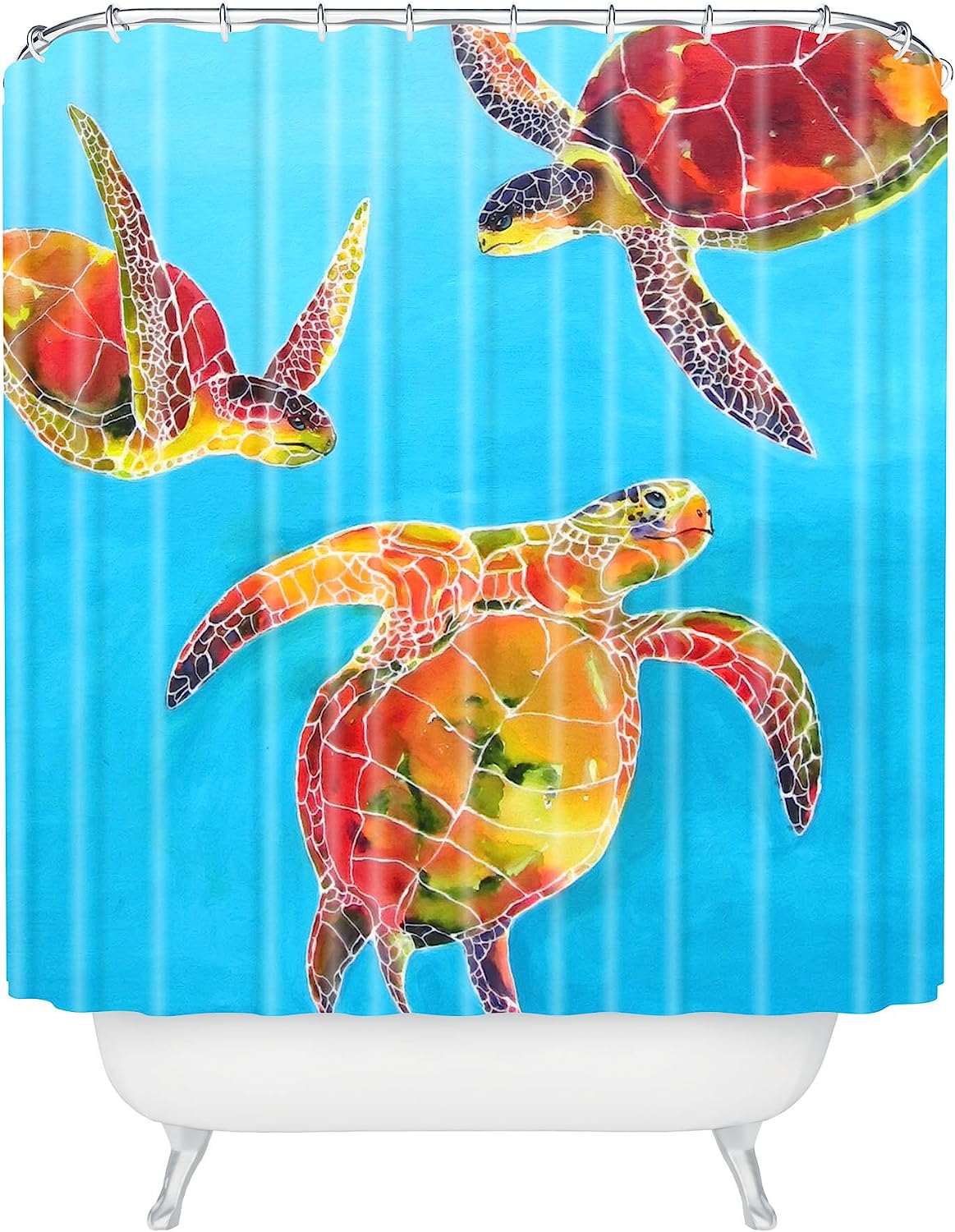 Tie Dye Sea Turtles Shower Curtain By Clara Nilles - A Unique And Artistic Addition To Your Bathroom