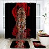 Tiger And Rose Flower Print Waterproof Bathroom Decor Shower Curtain