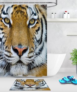 Tiger Close-up Fabric Shower Curtain - Waterproof for Bathroom Hooks