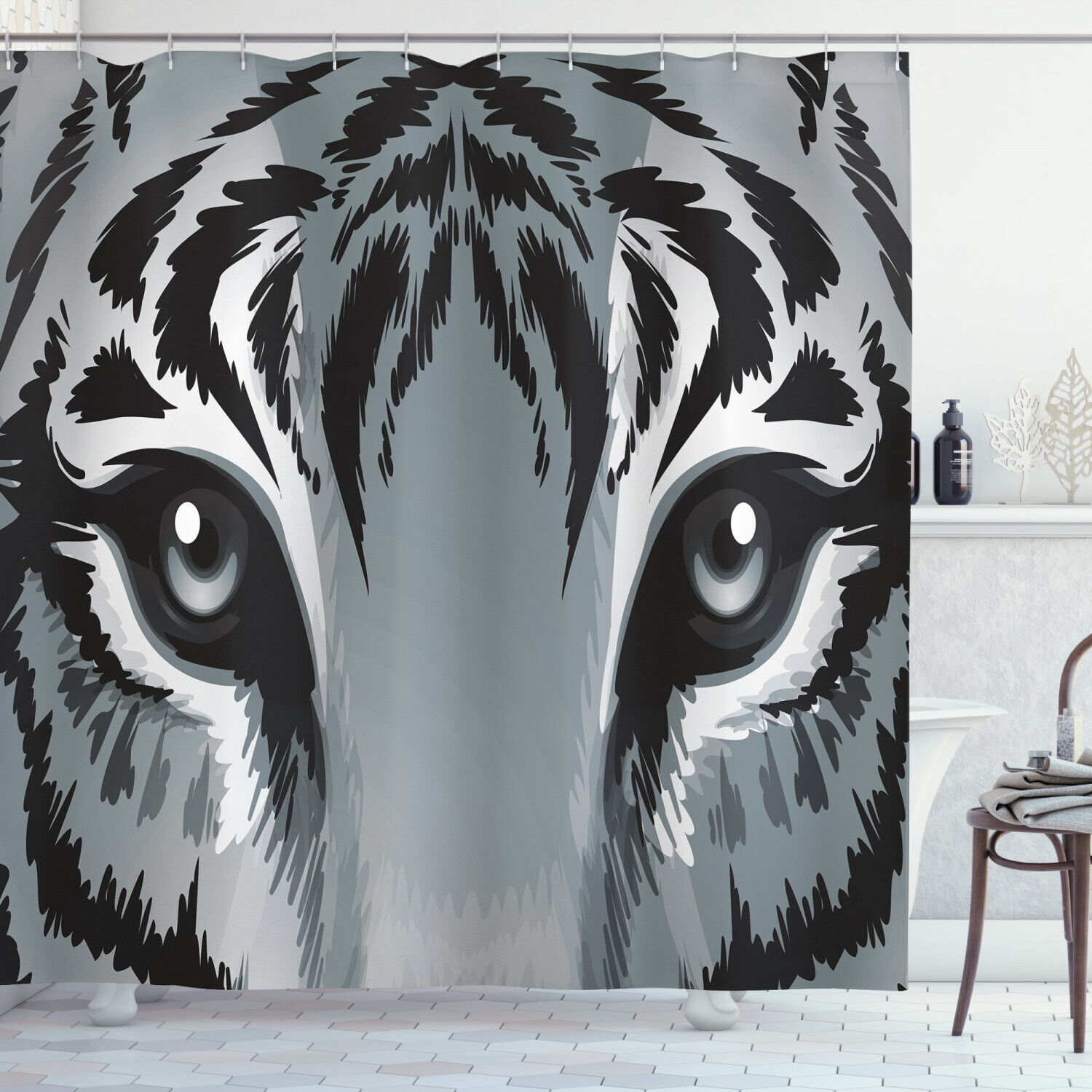Tiger Eye Sharp Eyes Wildlife Print Shower Curtain - A Vibrant And Colorful Design For Your Bathroom