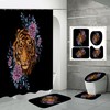 Tiger Flowers Animal Print Shower Curtain for Cute Bathroom Decor