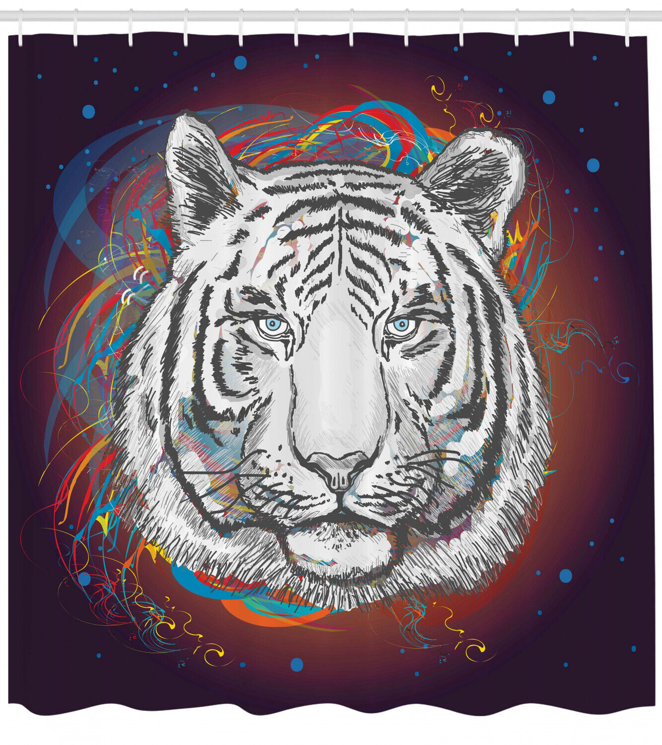 Tiger From Outer Space Print Animal Shower Curtain For Bathroom Decor - Image 2