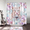 Tiger In Jungle Shower Curtain For Wild Animal Bathroom Decor