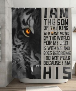 Tiger Inspirational Quotes Black Brown Wildlife Motivational Words Boys Bath Decor Waterproof Fabric Shower Curtain