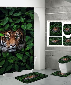 Tiger Leaves Animal Print Shower Curtain for Nature-Inspired Bathroom Decor
