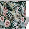 Tiger Leopard Flower Rose Full Size Bathroom Shower Curtain