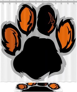 Tiger Paw Waterproof Shower Curtain for Wild Bathroom Decor