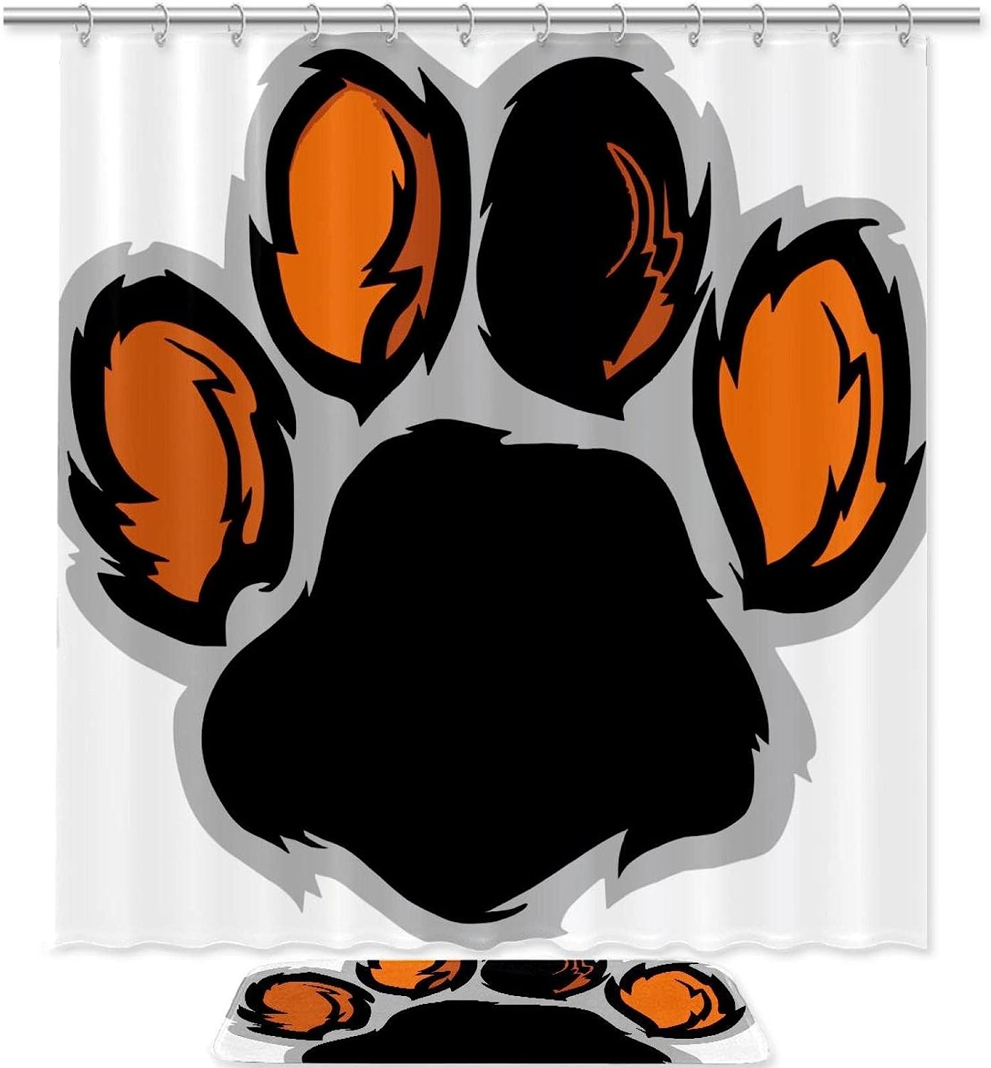Tiger Paw Waterproof Shower Curtain for Wild Bathroom Decor