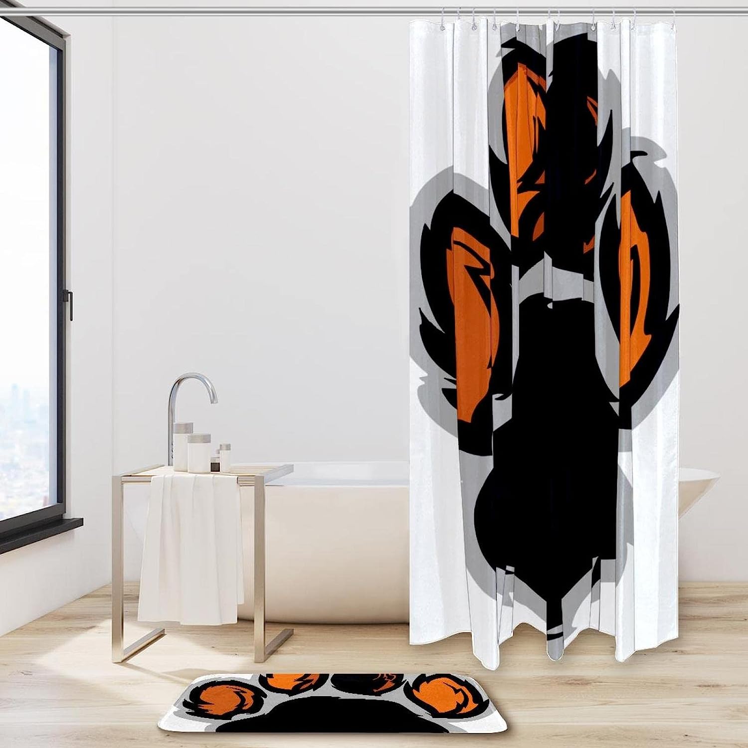 Tiger Paw Waterproof Shower Curtain for Wild Bathroom Decor