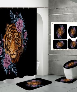 Tiger Print Flower Shower Curtain For A Wild And Chic Fashion Statement