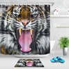 Tiger Roar Snarling Fabric Shower Curtain With Wildlife Theme For Bathroom Decor