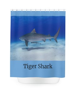 Tiger Shark Printed Shower Curtain - Oceanic Bathroom Decor 
