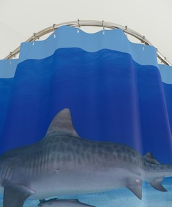 Tiger Shark Printed Shower Curtain - Oceanic Bathroom Decor