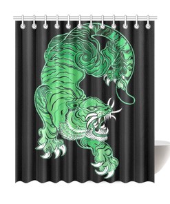 Tiger Shower Curtain - Fierce Feline Straight from the Jungle - Waterproof Bathroom Decor