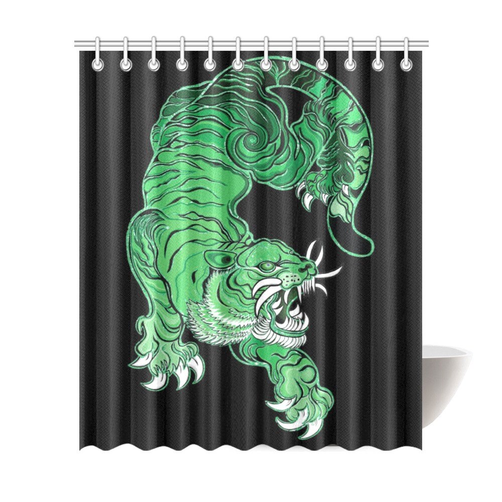 Tiger Shower Curtain - Fierce Feline Straight from the Jungle - Waterproof Bathroom Decor