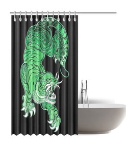 Tiger Shower Curtain - Fierce Feline Straight from the Jungle - Waterproof Bathroom Decor