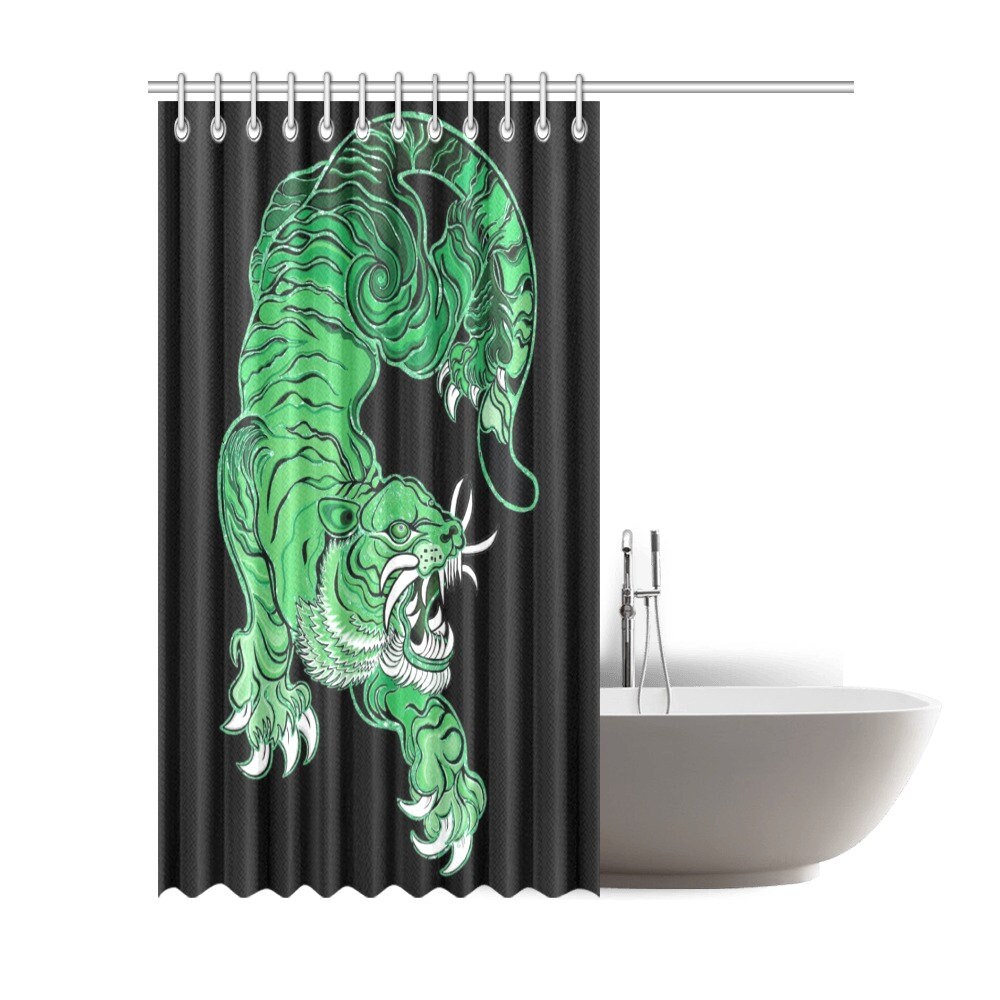 Tiger Shower Curtain - Fierce Feline Straight from the Jungle - Waterproof Bathroom Decor