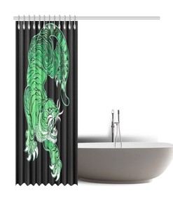 Tiger Shower Curtain - Fierce Feline Straight from the Jungle - Waterproof Bathroom Decor