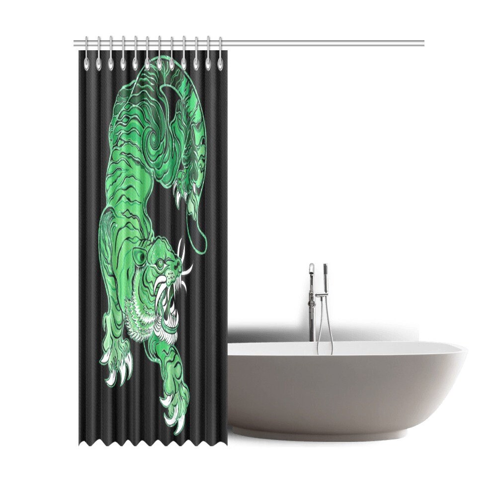 Tiger Shower Curtain - Fierce Feline Straight from the Jungle - Waterproof Bathroom Decor