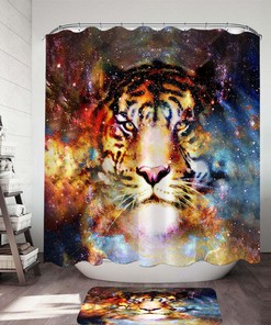 Tiger Shower Curtain For Wild Animal Bathroom Decor